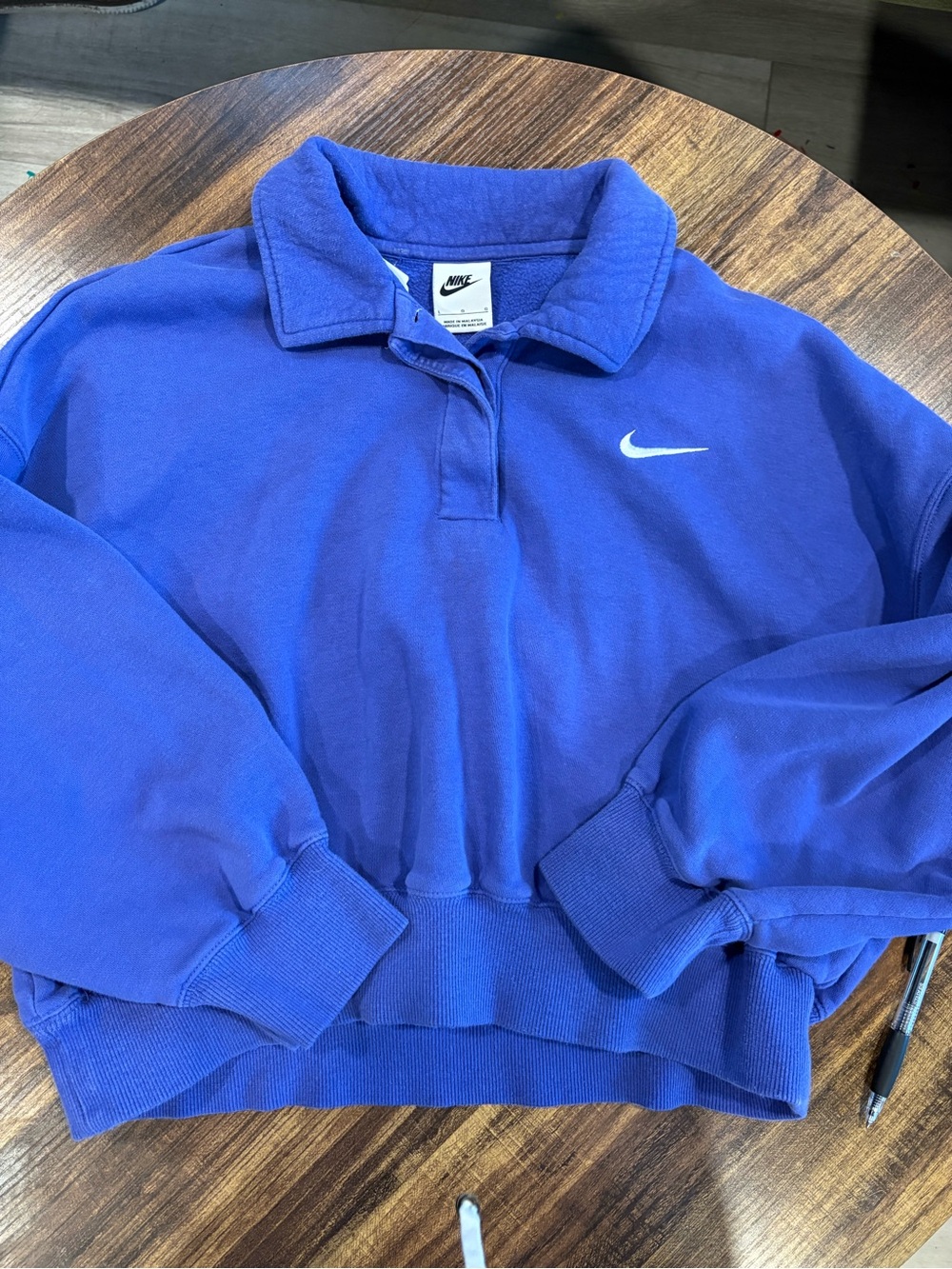 Nike Women's Bright Blue Collar Pullover Sweatshirt